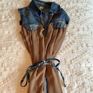 Denim & Tan Button Down Shirt